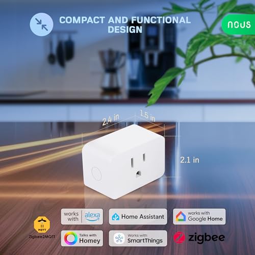 Zigbee Smart Plug, Energy Monitoring, 𝗭𝗶𝗴𝗯𝗲𝗲 𝗛𝘂𝗯 Required, ETL Certified, Compatible with Alexa, Google Home, Home Assistant, SmartThings, Remote App Control, Smart Outlet, 2 Pack