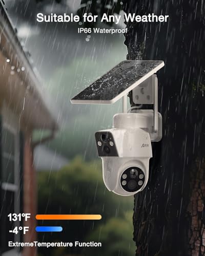 ANRAN 2 Pack Dual-Lens Solar Security Camera Wireless Outdoor - 3MP Fixed Wide-Angle + PTZ 360° View, Home Security Camera with Color Night Vision, 2-Way Talk, PIR Motion Detection - Image 6