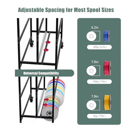 3D Printer Filament Storage Rack Filament Spool Holder with Wheels