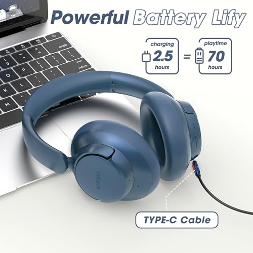 BERIBES Hybrid Active Noise Cancelling Headphones Wireless Over Ear 70Hours