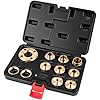 11Pcs Brass Router Bushing Guide Set, Router Template Guide with Lock Nut Adapter, Compatible with Porter Cable Style Router Sub-Bases, for Dovetailing, Cut Out Work & Woodworking Router Accessories