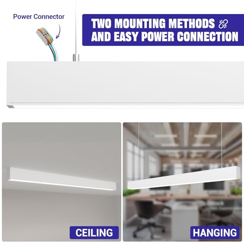 JTT 4FT LED 4Pack White Linear Light,50W/40W/30W Linkable Office Light
