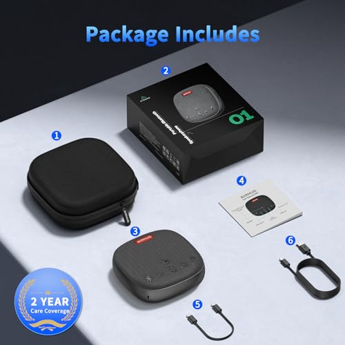 AIRHUG Conference Speaker and Microphone, Bluetooth & USB Speakerphone