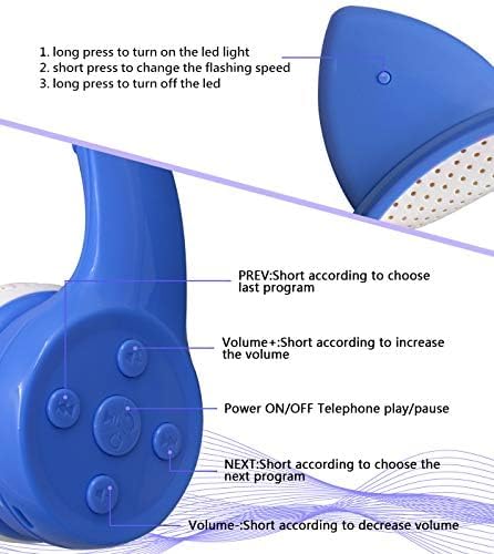 Unicorn Kids Bluetooth Headphones,15 Hours Play time, Toddler Bluetooth Headphones for Girls Boys Laptop Phones,Led Light Up Kids Wireless Headphone for Birthday Travel School Gifts (Blue)