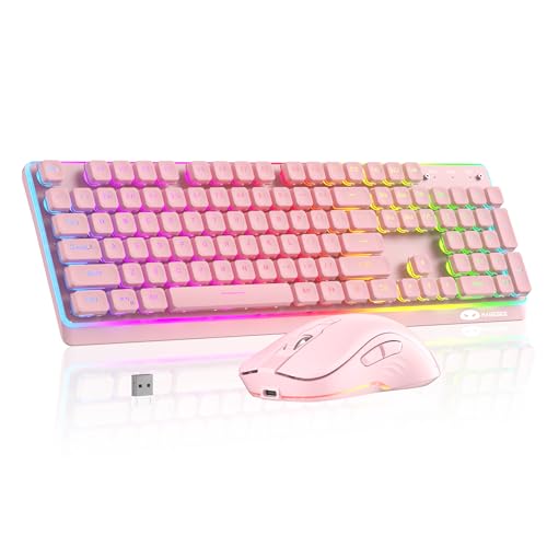 MAGEGEE Wireless Keyboard and Mouse Combo, 2.4G Full Size RGB Keyboard with 104 Keys, Rechargeable Wireless Mouse with 3 DPI, Ergonomic Computer Keyboard and Mouse Set for Windows Mac Laptop PC - Image 2