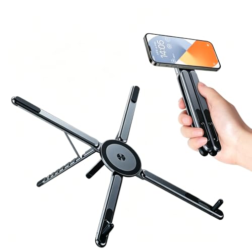 Foldable Laptop Stand, Portable Travel Workstation, Aerospace-Grade Aluminum, Multi-Purpose for Laptop, Tablet and Phone Holder, Stepless Angle Adjustment