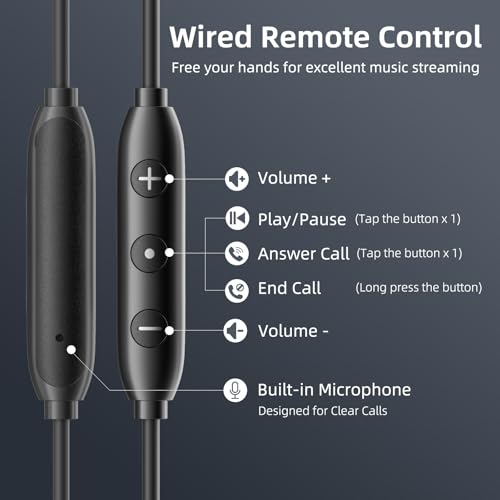 Wired Earbuds with Noise Isolating Fit, Deep Bass Stereo Wired Earphones, 3.5mm Jack Plug in Headphones with in-Line Mic for Clear Calls, Compatible with PC, Laptop, Gaming