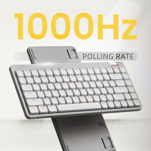 Flow Lite 84 Keys Low Profile Mechanical Keyboard, 75% Swappable Rechargeable Wireless Keyboard with 2.4G Receiver, Bluetooth and Wired Connection for Windows, Mac/ Specter Linear Switches (Marble)