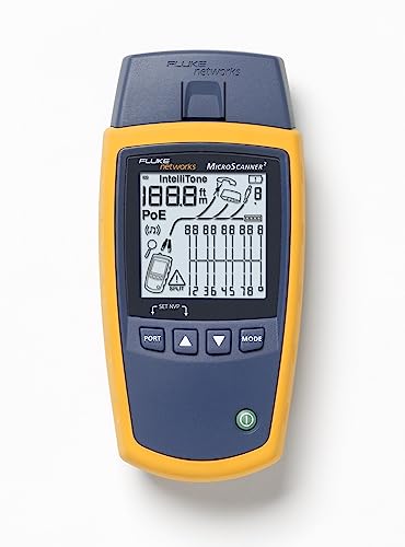 Fluke Networks MS2-100 MicroScanner2 Copper Cable Verifier with Built-In IntelliTone Toning, Troubleshoots RJ11, RJ45, Coax, Tests 10/100/1000Base-T, and Voip,yellow
