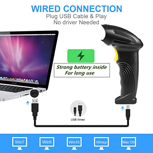 Barcode Scanner Wireless, Basecent USB Quick Laser Barcode Scanner Reader (Lector De Codigo De Barras), Handheld Barcode Reader Scanner for Library Book, Warehouse Inventory, Store