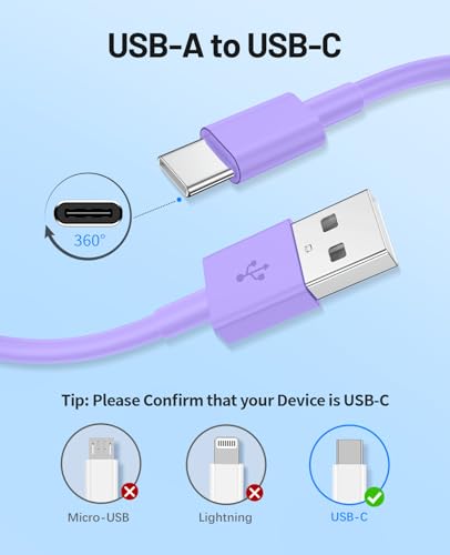 Extra Long USB C Cable Fast Charging 15FT, [MFi Cerytified] Long USB A to USB C Cable for iPhone 16 15 Charger Cord 5m,Type C Cable C Charger for iPhone 16 15 Pro Max/16 15 Plus/iPad/Samsung (Purple) - Image 7