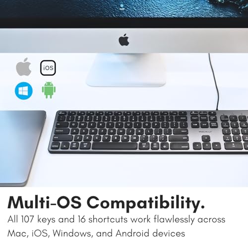 Macally Wired Keyboard for Mac with USB Hub (2X USB-A / 1x USB-C) - Compatible Backlit Apple Keyboard with Dual Interface - Auto OS Detection for Mac, MacBook Pro/Air, iMac, PC, Android, iPad, iOS - Image 7