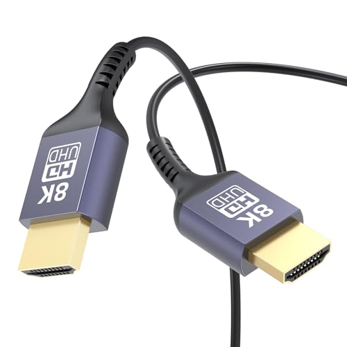 Ultra Thin HDMI Cable 2FT 8K, Short HDMI 2.1 Cable 2 Foot (Slim & Flexible)