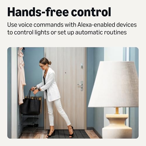 Amazon Basics Smart Motion Sensor Dimmer Switch, Single Pole, Works with Alexa Only, 2.4 GHz Wi-Fi, No Hub Required, Voice Control, Control from Anywhere, 1-Pack, White