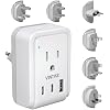 VINTAR Universal Travel Adapter Kit, Type A,C,G,D,I,M Detachable Attachment