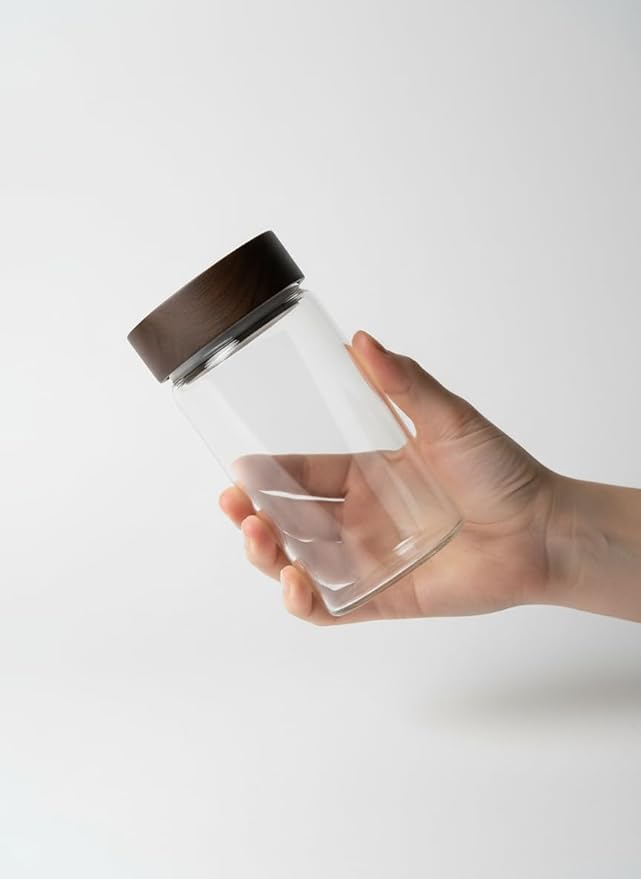 Wide Mouth Glass Storage Jars With 3" Acacia Wood Lids - 6 Pack of 16.9 Oz Airtight Food Storage Containers - Borosilicate Glass Canisters for Kitchen - Pantry Organizers Storage for Flour Rice Coffee