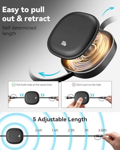 5 in 1 Retractable Cable,Multi Charging Cord for Multiple Devices,100W 2Pcs