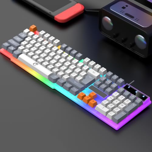 104 Keys= Gaming Keyboard and Mouse Combo with LED Backlit Quiet Computer Keyboard PC Keyboard USB Corded Keyboard