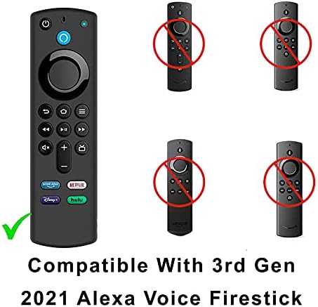 Firestick Remote Cover Case Compatible with 3rd Gen 2 Pack Fire TV Stick 2021 4K Alexa Voice Remote Control Glow in The Dark Non Slip Silicone Protective Shock Resistant Sleeve with Lanyard