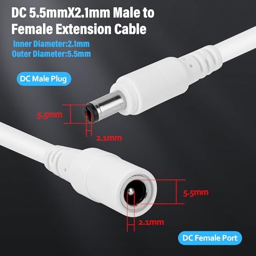 12V DC Power 1-in-3 Out Y-Adapter Splitter Cable 1.5 Feet (2-Pack), 5.5 mm x 2.1 mm DC 1 (Female) to 3 (Male) Y Splitter Supply Adapter Wire,3 Way Y-Cable for CCTV Security Camera, LED Strip, Router
