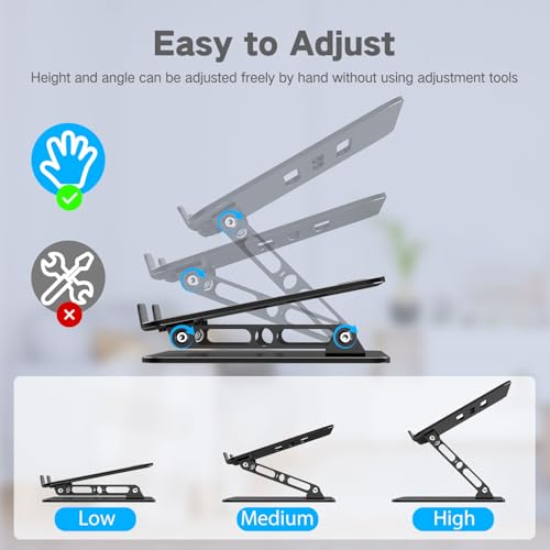 Adjustable Laptop Stand for Desk, Metal Laptop Riser | Computer Access - Image 4