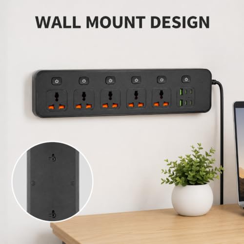 11-in-1 Universal Power Strip with Individual Switches 6FT Flat Plug Cord