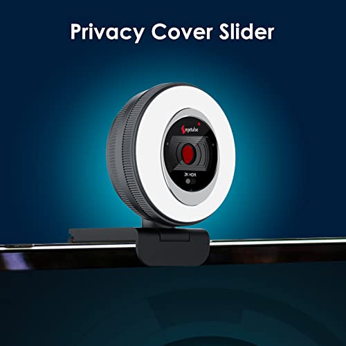 Angetube 2K Webcam for PC/Laptop/Mac, 1080P Computer Camera with RingLight