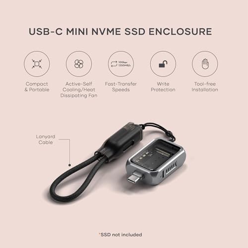 Satechi Mini NVMe SSD Enclosure, 10Gbps Transfer Speed, Up to 2TB Capacity
