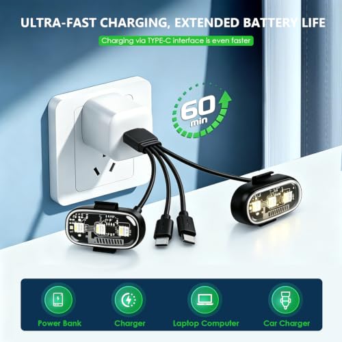 8Pcs Wireless Led Lights for Car, 8 Colors 10 Kind of Lighting Effects USB Rechargeable Anti-Collision Wireless Led Strobe Lights, High Brightness Wireless Led Lights for Bike, Drone, Motorcycle