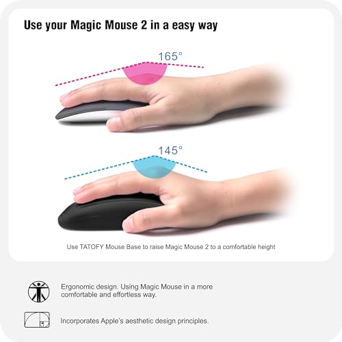 TATOFY Mouse Charger Compatible with Magic Mouse 2 (Lighting) Grip with Wireless Charging Support, Ergonomic Base (Black)