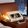 Vivilumens Alarm Clocks Bluetooth Speaker Dual Charging Wireless Bedside Lamp Night Light for Adults Teens with Book Shape Sunrise Wake Up Light for Bedroom Home Decor Gifts for Father（Wooden Grain）