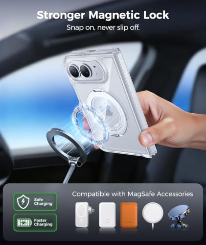 FNTCASE for iPhone Duo Case with 360 Spin Magnetic Stand Clear - Image 6