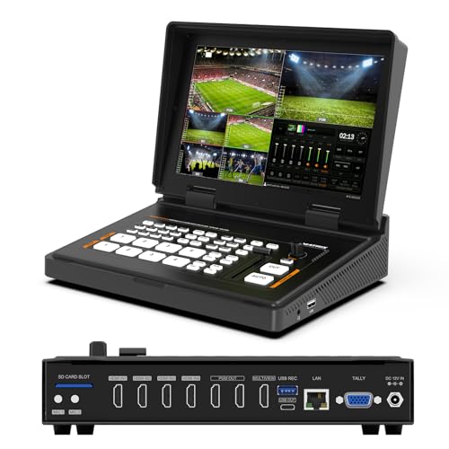 AVMatrix Shark H4 Plus 4 Channel HDMI Video Switcher, 10.1" Screen, 1080p60