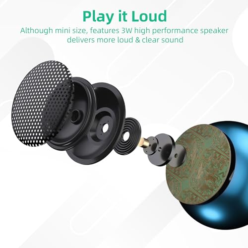SEVENKA 2 Bluetooth Mini Speakers, 3W Small Portable Wireless Speaker with Lanyard, Water Resistant, Wireless Stereo Pairing, Rechargeable Metal Mini Speakers for Phone, Tablet, Built-in Microphone
