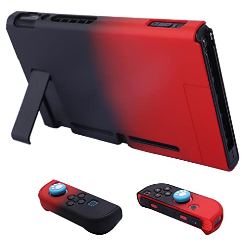 COMCOOL Dockable Case for Nintendo Switch 3 in 1 Protective Cover Case for Nintendo Switch and Joy-Con Controller with Screen Protector - Red Black