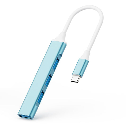 Mac USB C Adapter - Type C USB Adapter Hub with 4 Ports: 1 USB 3.0 + 3 USB 2.0, Ultra-Slim Aluminum Design, 5Gbps Transfer, Adapter for Mac USB C, Type C USB Hub (Light Blue)