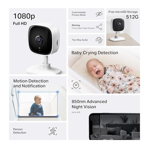 Tapo 1080P Indoor Security Camera, Baby Monitor, Dog Camera, C100(4-Pack)