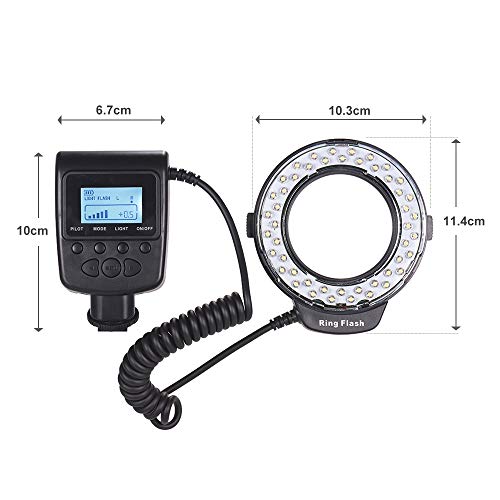 Andoer HD-130 Macro LED Ring Flash Light with LCD Display,Power Control,3 Flash Diffusers and 8 Adapter Rings for Canon Nikon Panasonic and Other DSLR Cameras