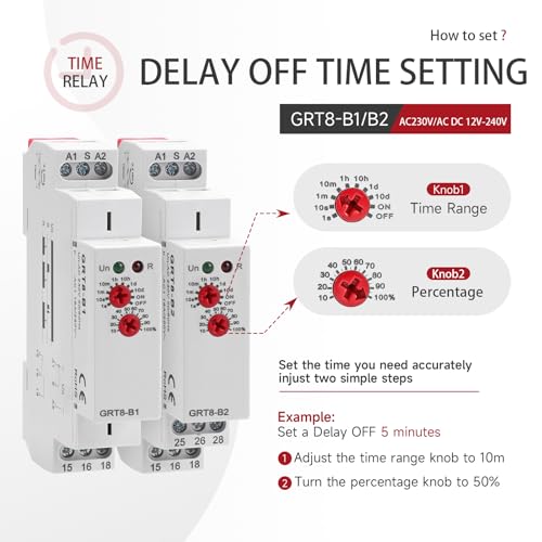 Delay Off Time Relay 16A Adjustable Smart Relay GRT8-B2 AC/DC 12V-240V