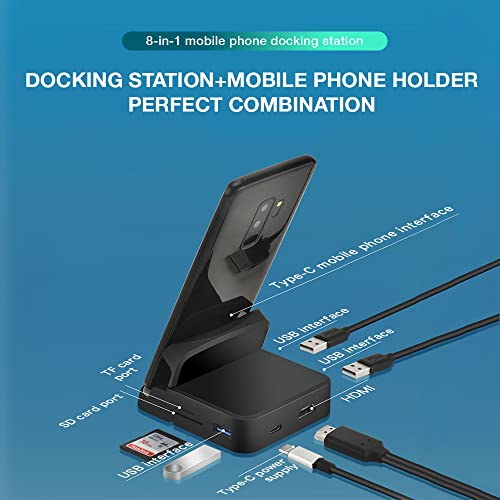 GKI 7-in-1 USB-C Docking Station, 4K HDMI Hub for Samsung DeX & Android Phones, Dex Dock for iPad/Laptop/iPhone 15-17, External Monitor Adapter with SD/TF Card Reader & USB 3.0