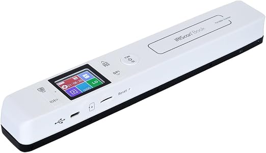 IRIScan Book 7 White Portable Wireless Handheld Scanner, 1050 DPI Document and Photo Scanner with SD Card and OCR, Compatible with Windows and Mac, Readiris PDF Included
