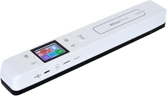 IRIScan Book 7 White Portable Wireless Handheld Scanner, 1050 DPI Document and Photo Scanner with SD Card and OCR, Compatible with Windows and Mac, Readiris PDF Included