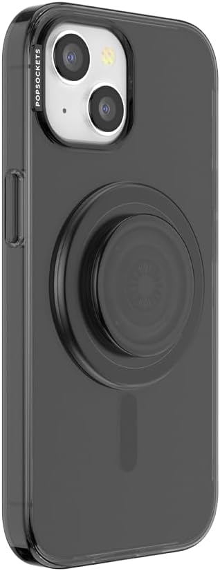 PopSockets iPhone 15 Phone Case with MagSafe, Wireless Charging Compatible, Black - Translucent Black