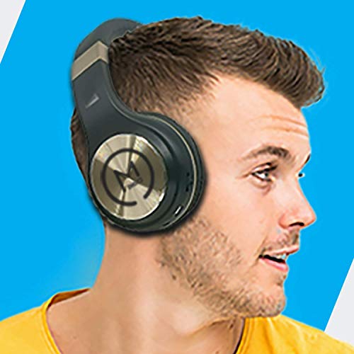 Morpheus 360 Bluetooth Headphones, Wireless Headphones Over Ear, Wireless Headset with Microphone, Black with Gold Accents, Comfortable Design HP5500G