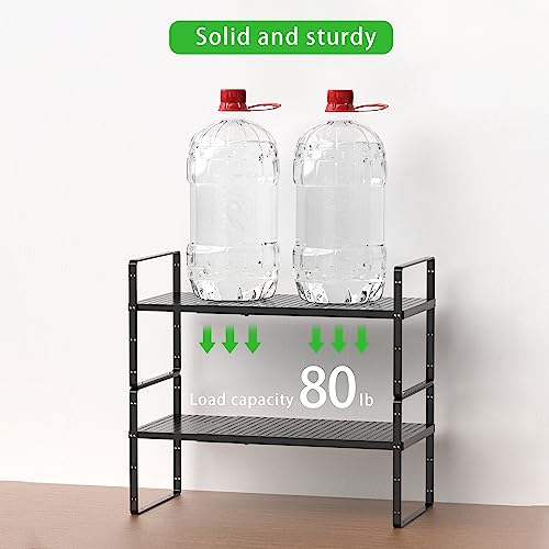 Expandable Storage Shelf, Stackable Organizer Rack, Black Small 1 PK