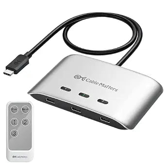 Cable Matters 20Gbps USB C KVM Switch, 3-in-1-Out, 140W PD Charging