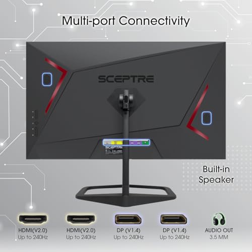 New! Sceptre 24.5-inch Gaming Monitor 240Hz 1ms DisplayPort x2 HDMI x2 100% sRGB AMD FreeSync Premium Build-in Speakers, Machine Black 2026 (E255B-FWD240 Series)