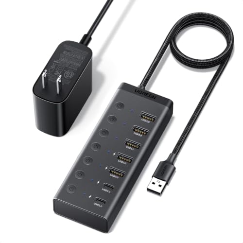 UGREEN 7-in-1 Powered USB 3.0 Hub, 7 Ports, 5xUSB-A and 2xUSB-C, 5Gbps
