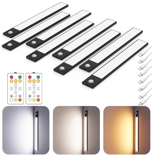12" Under Cabinet Lighting Wireless, Remote, Motion Sensor, 8Pack, Black - Image 2