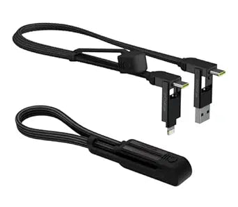 Rolling Square inCharge XL 6-in-1 Multi Charging Cable, Portable USB and USB-C Cable with 100W Ultra-Fast Charging Power, 1 Ft/0.3m, Urban Black